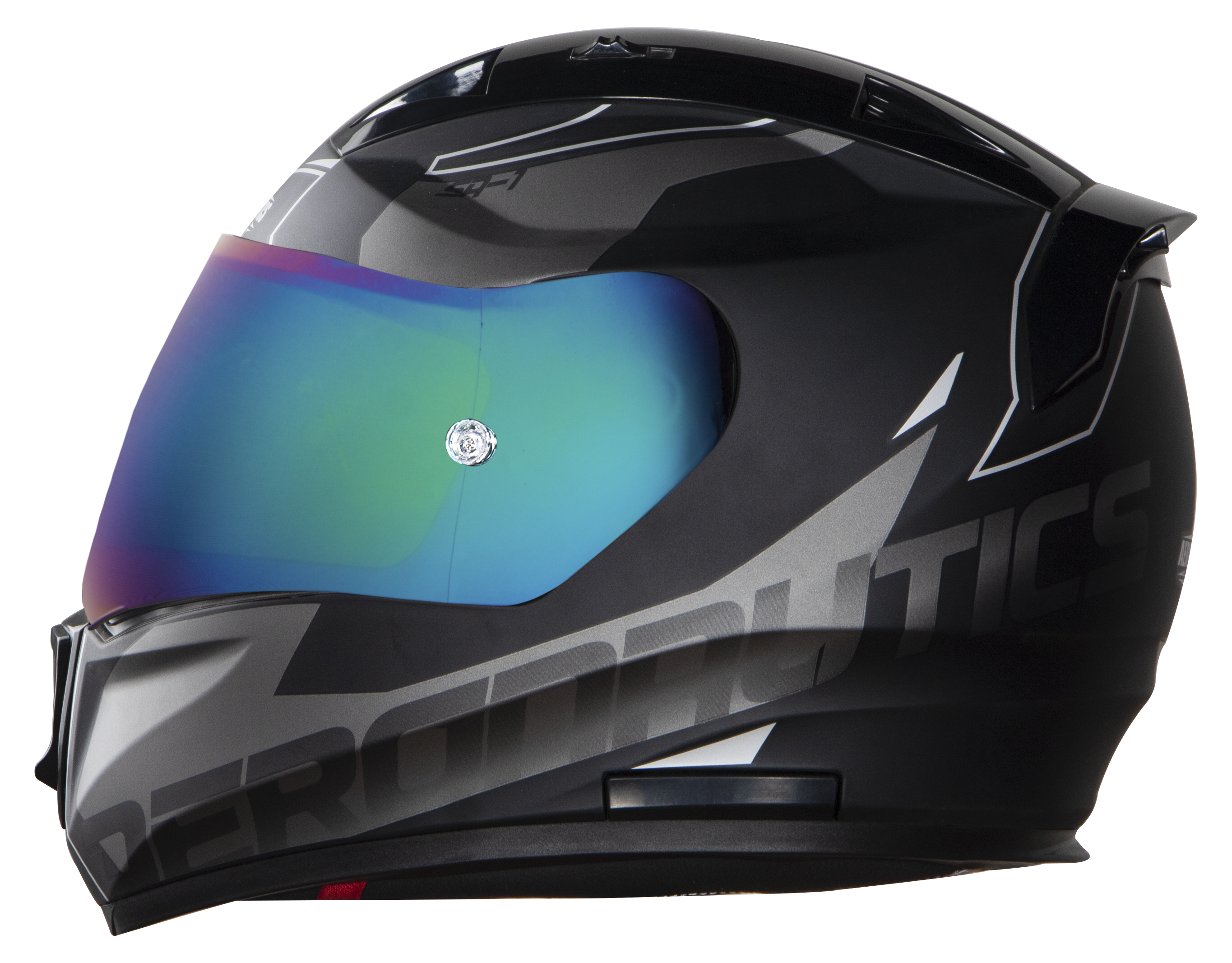 SA-1 RTW Mat Black/White With Anti-Fog Shield Rainbow Chrome Visor(Fitted With Clear Visor Extra Rainbow Chrome Anti-Fog Shield Visor Free)
